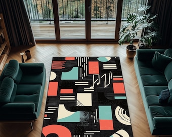 Geometrischer Teppich: Moderner Color Block Teppich, Waschbar