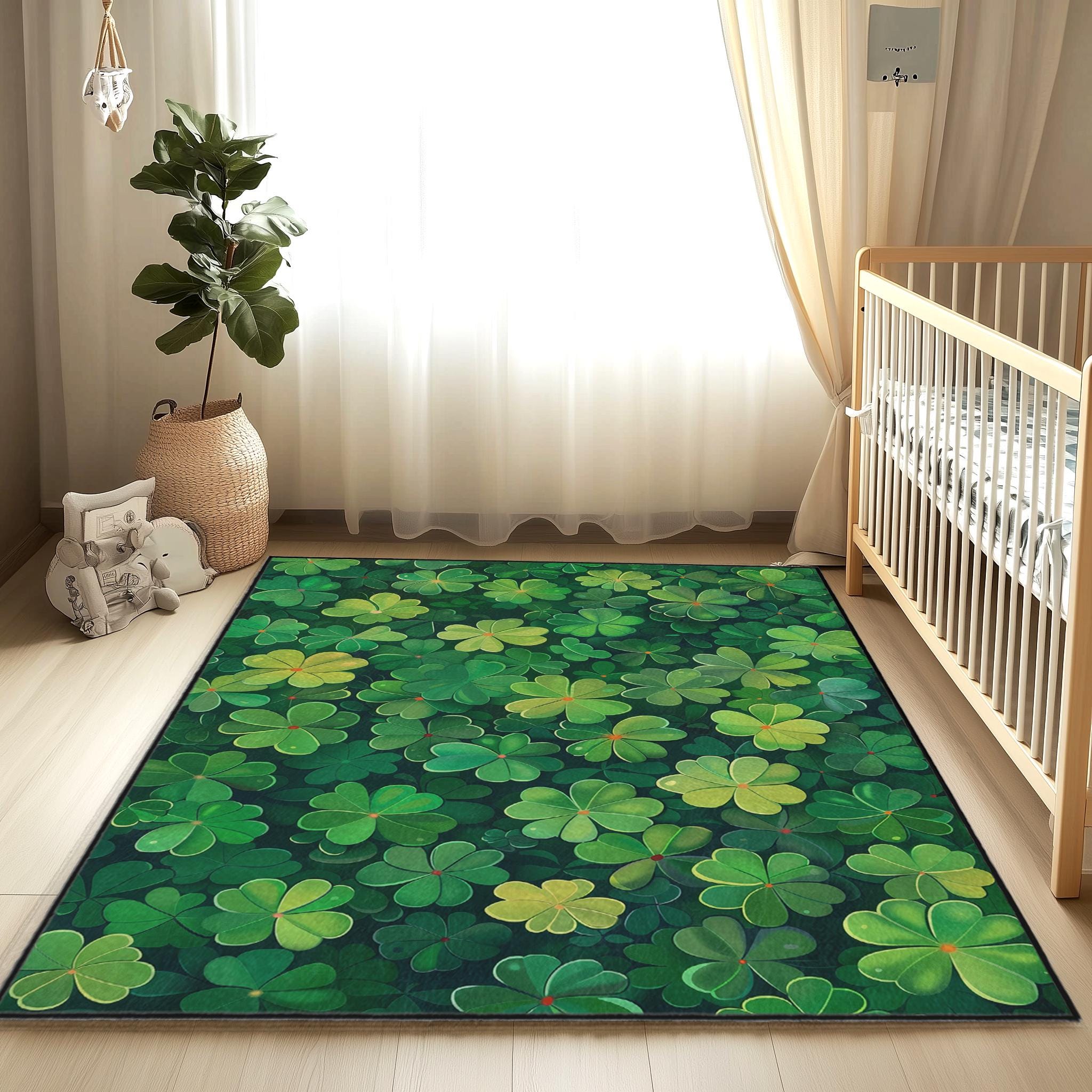 ラグ・カーペット 4 LEAF CLOVER RUG Black and White Four Leaf