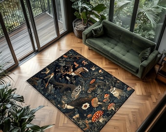 Alfombra de animales del bosque: decoración cottagecore de bosque encantado