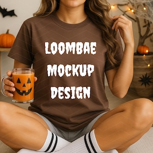 Comfort Colors C1717 Espresso Shirt Mockup, CC1717 Espresso T-Shirt Mockup, Halloween Comfort Colors 1717 Mockup, Real Model Mockup