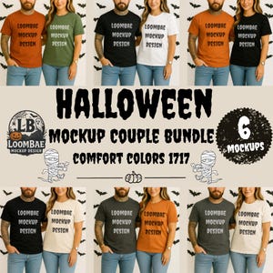 Comfort Colors 1717 Halloween Mockup Bundle, Halloween Couple Mockup, C1717 Couple Mockup, Comfort Colors Couple, CC1717 Shirt Mockup Bundle