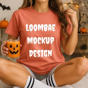 Comfort Colors C1717 Terracotta Shirt Mockup, CC1717 Terracotta T-Shirt Mockup, Halloween Comfort Colors 1717 Mockup, Real Model Mockup