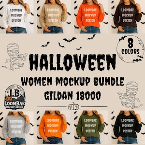 Gildan 18000 Mockup Bundle, Mockup Sweatshirt Bundle Gildan, G18000 Mockups bundle, Halloween Sweatshirt Gildan 18000, Crewneck Mockup