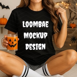 Comfort Colors C1717 Black Shirt Mockup, CC1717 Black T-Shirt Mockup, Halloween Comfort Colors 1717 Mockup, Real Model Mockup
