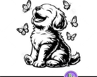 Cute Puppy SVG, Butterfly Dog PNG, Fluffy Puppy Clipart, Sweet Pet Lover Shirt Design, Pet SVG Files, Digital Download for shirts and gifts