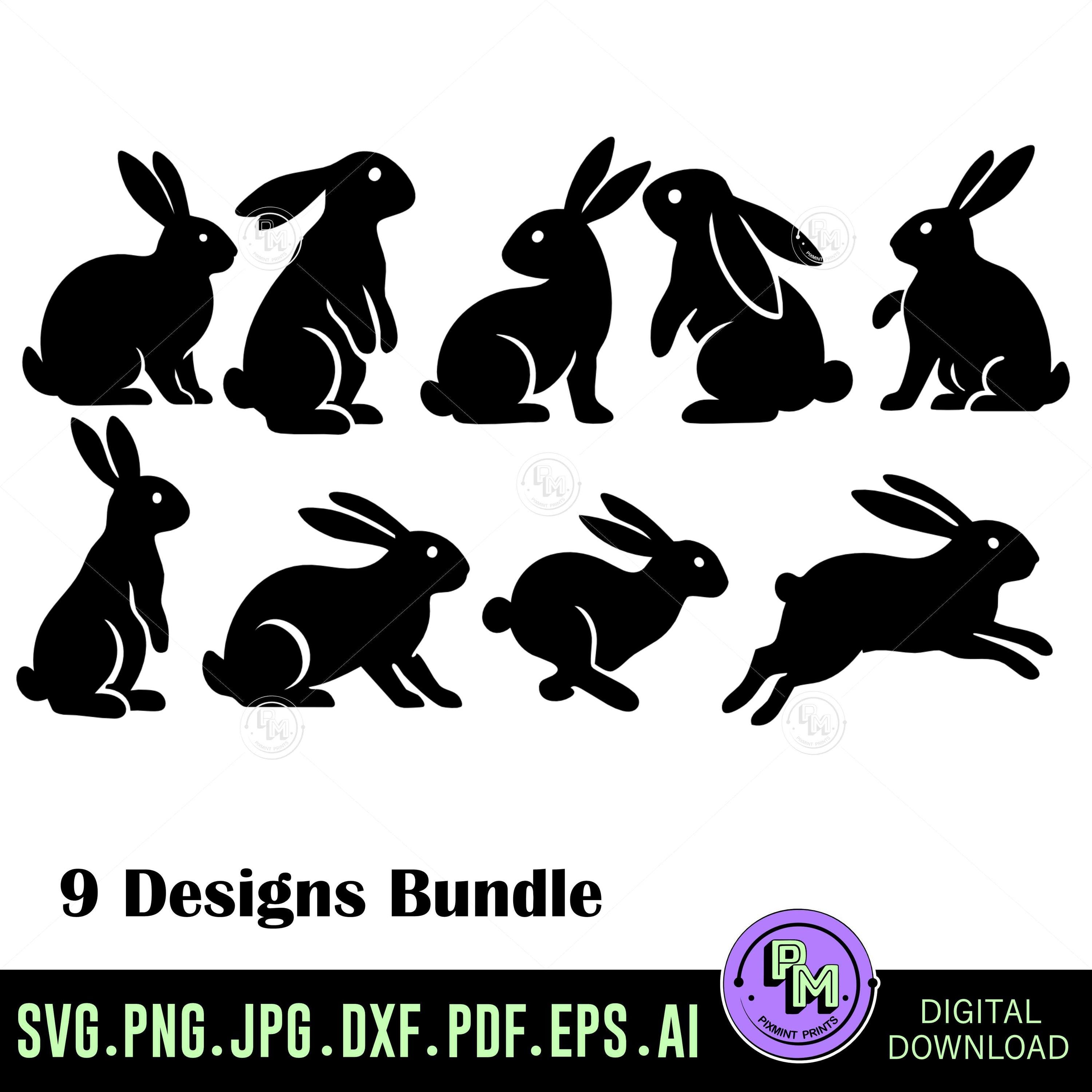 Easter Bunny SVG Bundle | 9 Rabbit Silhouette Designs | Cute Spring ...