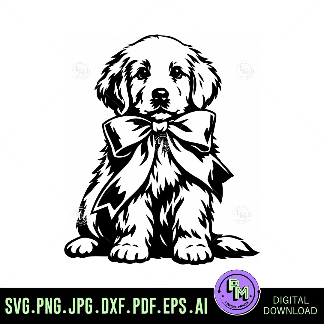 Cute Puppy SVG, Dog With Bow PNG, Fluffy Puppy Clipart, Sweet Dog Lover ...
