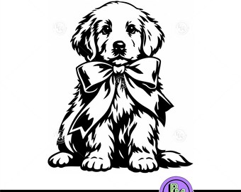 Cute Puppy SVG, Dog With Bow PNG, Fluffy Puppy Clipart, Sweet Dog Lover Shirt Design, Pet SVG Files, Digital Download for t-shirts and gifts