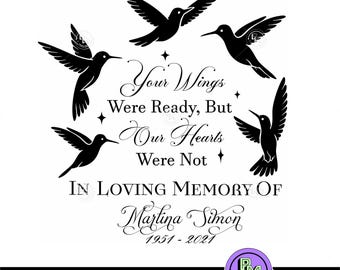 In Loving Memory SVG PNG, Fliyng Birds Memorial Tribute, Your Wings Were Ready  Memorial PNG, Personalized Memorial Download