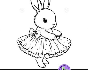 Ballet Bunny SVG, Girl Bunny Tutu,  Cute Rabbit Clipart Easter Bunny Cricut Cut File Baby Nursery PNG , kids projects SVG
