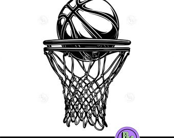 Basketballkorb SVG, Basketball Netz Schnittdatei, Sport SVG für Cricut, Basketball Wandkunst, Basketball Shirt Design, Athlete Shirt Design PNG