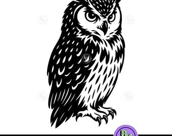 Uil-SVG | Gedetailleerde uil silhouet clipart voor Cricut | Majestueuze uil gesneden bestand | Woodland Wildlife SVG voor shirts, sticker, tatoeage, huisdecoratie
