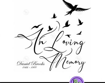 In liebevoller Erinnerung SVG PNG, Flying Birds Gedenkdesign, personalisierte Erinnerung, Beileidsgeschenk, Vogelgedenkmal, Erinnerungszitat Design