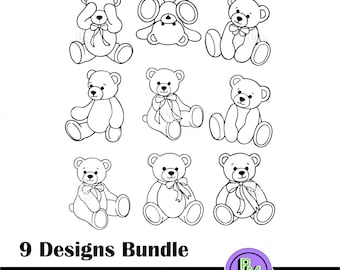 Teddy Bear SVG Bundle | Cute Baby Bear Clipart Set | Nursery Kids Design for Cricut Silhouette Laser Cut | Kids Shirt Svg  Baby Shower SVG