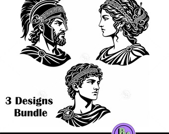 Odysseus SVG Bundle, Greek Mythology , Ancient Greek Warrior Clipart, Greek Goddess , Spartan Roman Art PNG  DXF