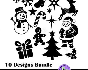 Christmas SVG Bundle | Santa, Snowman, Reindeer Tree Cut Files | Holiday Season Clipart for Cricut &Laser Engraving | Xmas SVG Pack ornament