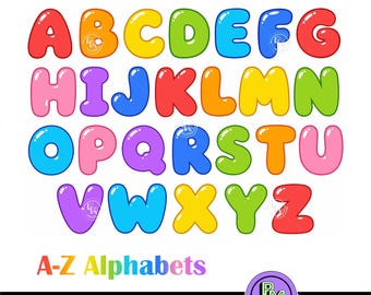 26 Bunte Blase Alphabet SVG PNG, A-Z Alphabet Buchstaben Clipart, Vorschule Lernpaket, Alphabet Clipart, druckbares ABC Paket für Kind