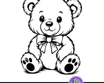 Cute Teddy Bear SVG | Adorable Bear Clipart | Baby Shower SVG | Nursery WallArt | Valentine’s Teddy | Cricut CutFile  PNG | Kids Shirt Svg