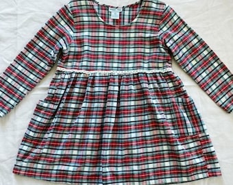 Vestido de festa xadrez vermelho vintage Bonnie Evans para menina, tamanho grande.