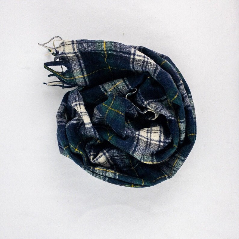 Bufanda Pendleton Vintage a cuadros verdes y blancos unisex para hombre y mujer. imagen 13