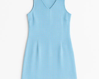 Vestido Faded Glory Vintage de cuadros vichy azul y blanco para mujer, talla pequeña