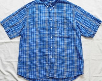 Camisa a cuadros azul vintage Arnold Palmer Sportswear para hombre, talla XL