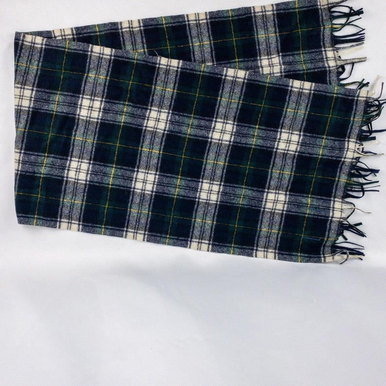 Bufanda Pendleton Vintage a cuadros verdes y blancos unisex para hombre y mujer. imagen 5