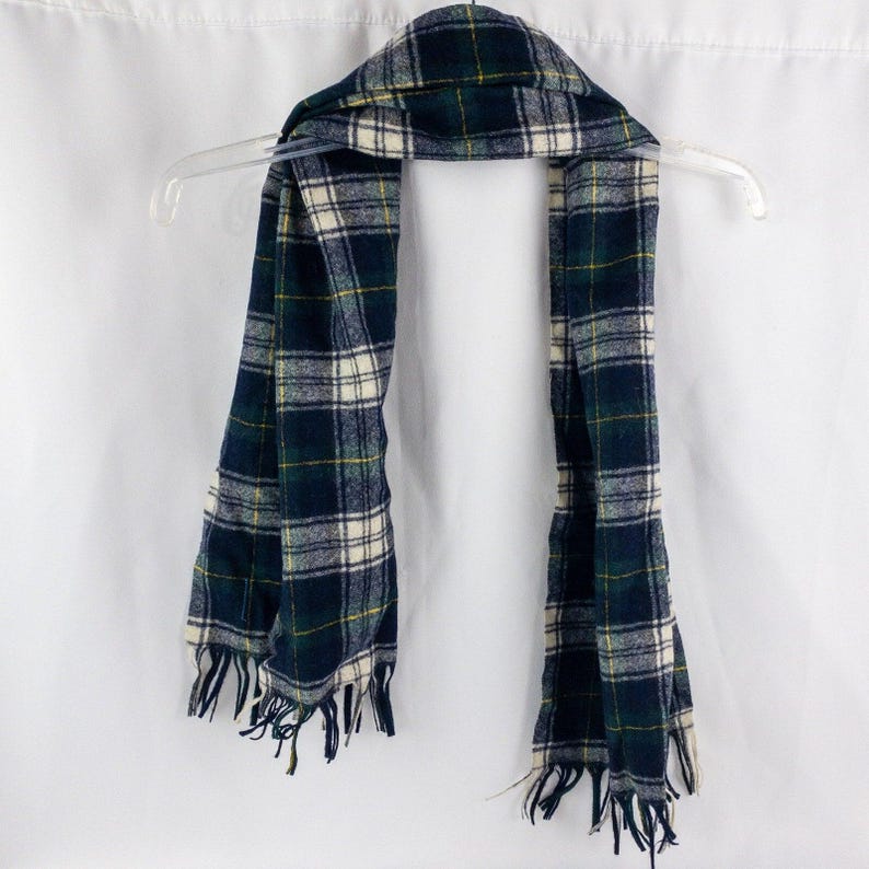 Bufanda Pendleton Vintage a cuadros verdes y blancos unisex para hombre y mujer. imagen 2