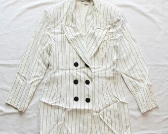 Francine Browner Vintage Biała Marynarka Oversize Damska 6