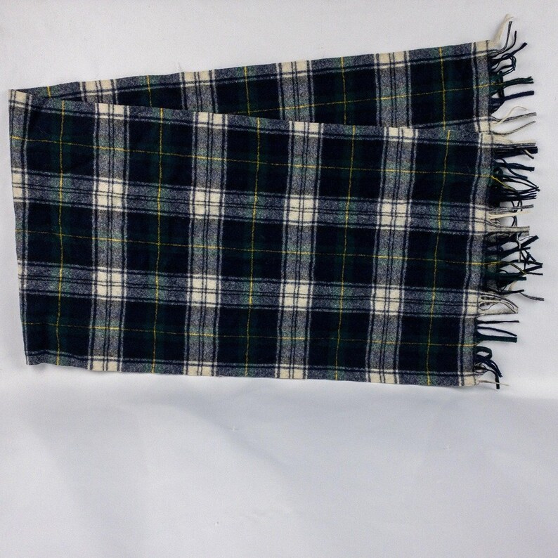 Bufanda Pendleton Vintage a cuadros verdes y blancos unisex para hombre y mujer. imagen 6