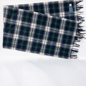Bufanda Pendleton Vintage a cuadros verdes y blancos unisex para hombre y mujer. imagen 3