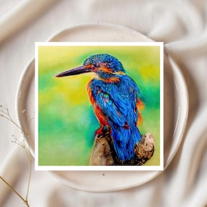 Pack of Fine Art Greetings Cards &#39;Kingfisher&#39; | 10 or 20 pack sets | Bird Cards | Kingfisher Greetings Card | Blank Inside