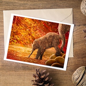 Lot de cartes de voeux beaux-arts « Encouragements » | Lots de 10 ou 20 | Carte mère et bébé éléphant | de voeux d'éléphant | Blanc à l'intérieur