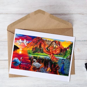 Lot de cartes de voeux beaux-arts « Bird Paradise » | Lots de 10 ou 20 | Cartes Oiseaux | de voeux pour amoureux des oiseaux | Blanc à l'intérieur