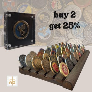 Set Wooden and Transparent Holder For Challenge Coins, Challenge Coin Display, Coin Collector, Gift for Military, Gifts For Veterans