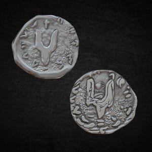 Antique silver coin Gift for coin collector Ukrainian coin in a gift box Enlarged reconstruction of the seal of Prince Svyatoslav Igorevich