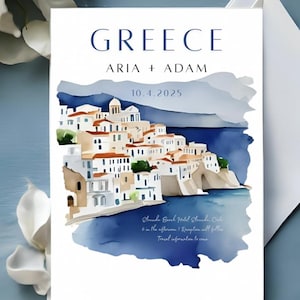 Greece Wedding | Greece Elopement | Greece | Greece Destination Wedding | Greece invite | Greece Wedding Invitation | Greece Watercolor