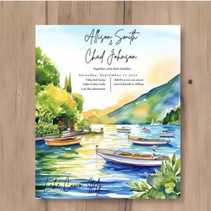 Comer See Hochzeit Einladen | Italien Hochzeit | Italien Hochzeit Einladen | Europa Hochzeit | See Hochzeit einladen | Hochzeit einladen | Aquarell einladen