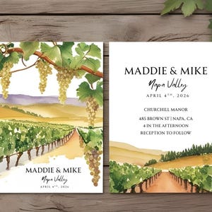 Napa Valley Wedding | Napa Valley Wedding Invitation | Wedding Invitation | Floral Wedding Invite | Watercolor Wedding Invitation | Napa