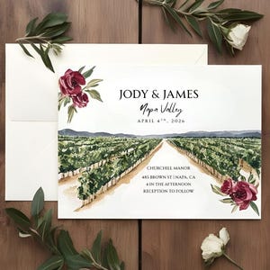 Napa Valley Wedding | Napa Valley Wedding Invitation | Wedding Invitation | Floral Wedding Invite | Watercolor Wedding Invitation | Napa