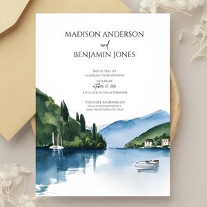 Comer See Hochzeit Einladen | Italien Hochzeit | Italien Hochzeit Einladen | Europa Hochzeit | See Hochzeit einladen | Hochzeit einladen | Aquarell einladen