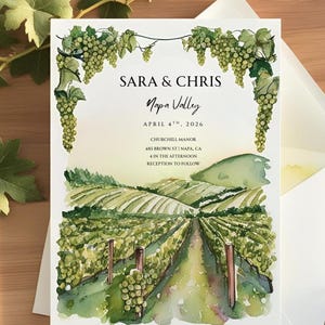 Napa Valley Wedding | Napa Valley Wedding Invitation | Wedding Invitation | Floral Wedding Invite | Watercolor Wedding Invitation | Napa