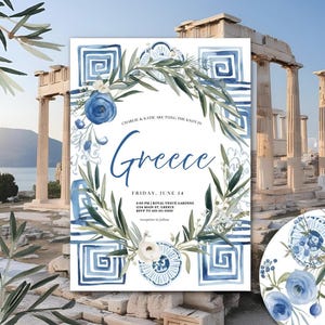 Boda en Grecia / Fuga en Grecia / Grecia / Boda de destino en Grecia / Invitación a Grecia / Invitación de boda en Grecia / Acuarela de Grecia