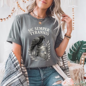 Raven Sic Semper Tyrannis Comfort Colors® Tshirt, meme shirt political, anti fascism, raven t shirt, Protest Shirt, No Kings, No Masters