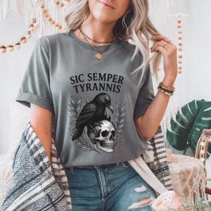 Raven Sic Semper Tyrannis Comfort Colors® Tshirt, meme shirt political, No Masters, anti fascism, raven t-shirt, Protest Shirt, No Kings