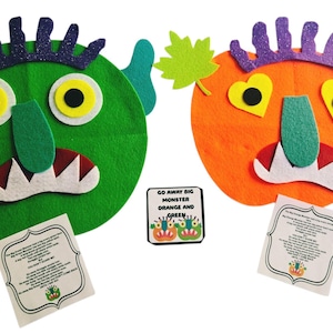 Go Away Big Monster Felt Story Set Interactive Storytelling for Preschool And Circle Time Green & Orange Monsters
