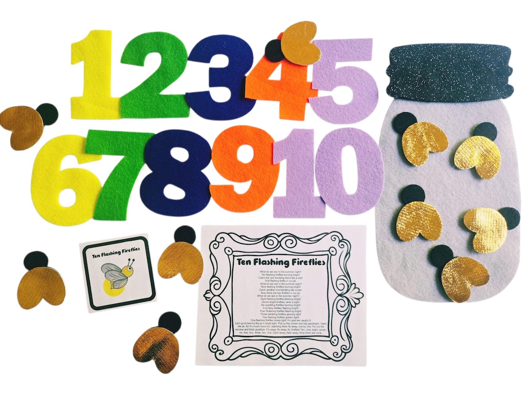 Felt Counting Fireflies – Numbers 1-10, Storytelling Activity Set - Etsy