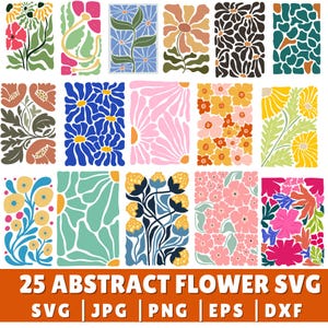 Abstract flower svg and png bundle, danish flower svg, retro flower svg, boho flower svg, floral png, boho floral png svg, groovy flower svg