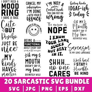 Sarcastic Quotes SVG Bundle: Funny Sayings, Cricut & Silhouette (Digital Download)