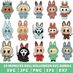 12+ Monster Doll Halloween Png Bundle, Cute Horror Movie Character Png, Doll Cartoon Halloween Png, Kawaii Halloween Sublimation design png